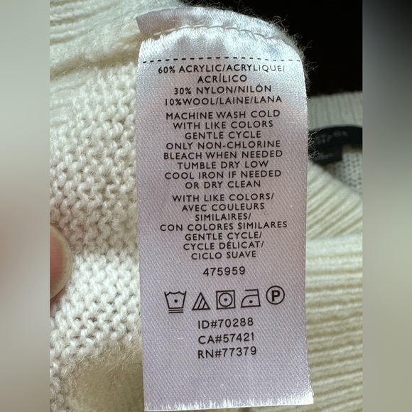 Ann Taylor Cream Sheer Knit Sweaters V Neck With Puff Poofy Balloon Sleeves Sz M - Picture 12 of 12